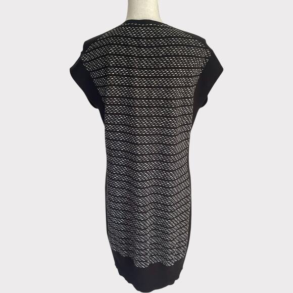 Athleta Black Thereafter Dress Sweater V Neck Striped Short Sleeve Size Medium - Picture 7 of 11